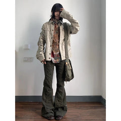 Lunivop Autumn Women'S Y2K High Street Vibe Wind Pleated Straight Leg Casual Pants Design Sense Drawstring Loose Micro Flared Pants