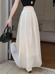 Lunivop Casual Loose Black Long Skirt Women Fashion High Waist Sweet Skirts Summer Chic Sweet Female Simple Korean Long Skirts New