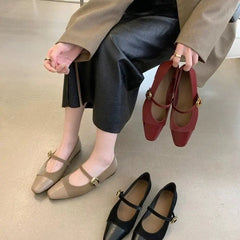 Lunivop New Spring Designer Mary Jane Shoes Women's Elegant Square Toe Shoes Women Flat Shoes Fashion Casual Dress Outdoor Ballerinas