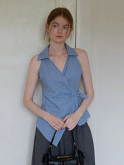 Lunivop Sexy V Neck Slim Striped Tanks Women Vintage Sleeveless Irregular Tees American Retro Casual Summer Female Elegant New Tops