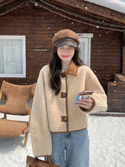 Lunivop Streetwear Faux Lamb Suede Coat Women Double Sided Wear Retro Y2K Jacket Winter Warm Design Long Sleeve American New Tops