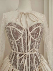 Lunivop French Style Lace-up Mesh Splicing Women Dress Block Color Lace Long Sleeve Dresses With Shorts 2025 Spring New