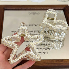 Lunivop New Imitation Pearl Beads Star Hair Claw for Women Elegant Love Hair Clip Shark Claw Clamp Hairpin Hair Headwear Accessory