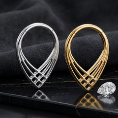 Lunivop 1Pc 16G 8mm Septum Clicker Nose Ring Hoop Stainless Steel Low Allergy CZ Zircon Hinged Cartilage Helix Daith Piercing
