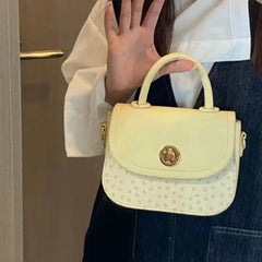 Lunivop Sweet Cute Yellow Handbag Women Floral Patchwork Large Capacity Saddle Bag Ladies Elegant Lightweight Versatile Crossbody Bags