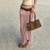 Lunivop BKLD Autumn Retro Perspective Contrasting Half Skirt Plaid Printed Low-waisted Straight Skirts For Women Holiday Streetwear