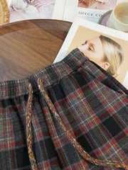 Lunivop Retro Streetwear Plaid Pants Women Lace Up Loose Hip Hop Straight Trousers High Waist Casual Vintage Harajuku Bf Wide Leg Pant