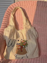 Lunivop Rabbit Embroidery Beige Shoulder Bags Women Lolita Cute Lace Large Capacity Tote Bag Handbag Female Canvas Underarm Bag