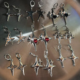 Lunivop Y2K Metal Stars Drop Pendant Earring for Women Girl Silver Color Exquisite Rhinestone Asterism Punk Jewelry Party Accessories