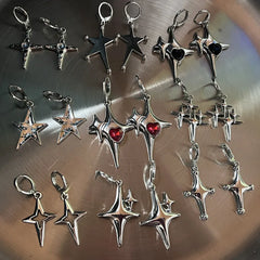 Lunivop Y2K Metal Stars Drop Pendant Earring for Women Girl Silver Color Exquisite Rhinestone Asterism Punk Jewelry Party Accessories