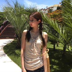 Lunivop Japanese Y2k Tank Tops Women Sleeveless V Neck Crop Tops Streetwear American Retro 90s Backless Camis Tops Summer