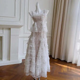 Lunivop French Style Sleeveless Camisole Top Waist Cinching Skirt Hollowed Out Embroidery Two-piece Set Female 2025 New