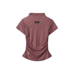 Lunivop American Fashion Korean Cool Plaid Thin Slim T Shirts Y2k Aesthetic High Street Short Skirts Casual Punk Vintage Two Piece Sets