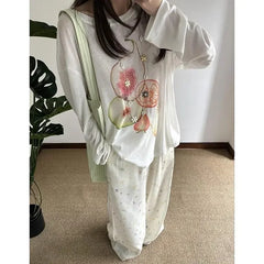 Lunivop Elegant Off Shoulder T Shirt Women Korean Style Transparent Long Sleeve Tees Y2k Thin Loose Vintage Streetwear Tops