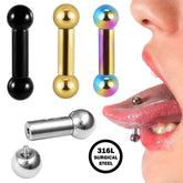 Lunivop 1PC 316L Stainless Steel Large Gauge Straight Barbell Ring Internal Threaded Big Gauge Tongue Barbell Piercing Jewelry