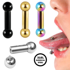 Lunivop 1PC 316L Stainless Steel Large Gauge Straight Barbell Ring Internal Threaded Big Gauge Tongue Barbell Piercing Jewelry