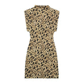 Lunivop Mini Leopard Print Summer Short Turtleneck Sleeveless party dress