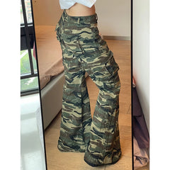 Lunivop Casual High Street American Retro Overalls Camouflage Loose Wide Leg Pants for Women Y2k Hip-hop Cargo Grunge Baggy Trousers
