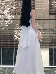 Lunivop Vestidos De Gala Elegante Long Dresses Office Lady Basics V-Neck Backless Vestidos De Galar Dress Summer holiday A-line New