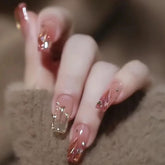 Lunivop 24pcs Self-adhesive False Nails Summer Cheap Press on Nails Girls Ballet Nail Tips Paste Nails with Glue Artificial Self-nail