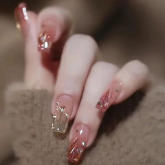 Lunivop 24pcs Self-adhesive False Nails Summer Cheap Press on Nails Girls Ballet Nail Tips Paste Nails with Glue Artificial Self-nail