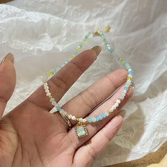 Lunivop Trend Daisy Flowers Colorful Shiny Resin Bead Choker Clavicle Chain Sweet Necklace For Women EGirls Summer Vacation Jewelry