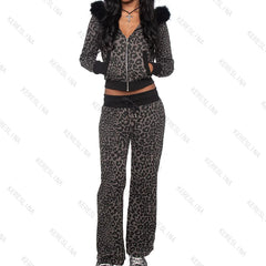 Lunivop 2000s European American High street HipHop Punk Rock Aesthetic Zipper Autumn Winter Trendy Female long sleeve Hoodie Pants Set