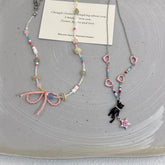 Lunivop Goth Harajuku Black Cat Star Bowknot Pendant Beaded Choker Necklace Korean Fashion Charms Girl Women Y2K Jewelry EMO Accessories