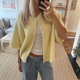 Lunivop hirigin Women Knitted Crop Cardigan Shirt Short Sleeve Button Down Ribbed Knit Crop Top Y2k Girls Outwear Top Tee Shirt