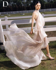 Lunivop Puffy Solid Ruffles Long Dress Summer Women Casual Elegant Sleeveless Elegant Harajuku Maxi Dress Beach Party Evening Vestido