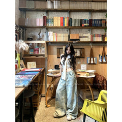 Lunivop High Waist Women Tie Dyeing Jeans Hip-hop Style Vintage Streetwear Y2K Wide Leg Jean Plus Size Female Trouser Baggy Denim Pants