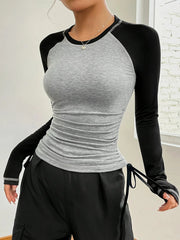 Lunivop Women Long Sleeve Slim Fit T Shirts Holiday Party Crop Top Y2k Long Sleeve Korean Harajuku Kpop Graphic Patchwork Tee