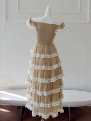 Lunivop Mesh Lace Spliced Long Dresses For Women Slash Collar High Waist Sleeveless Elegant Dress Female 2025 New Clothing