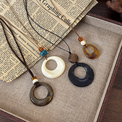 Lunivop Black Hollow Big Water Drop Pendant Necklace for Women Adjustable Leather Rope Choker Y2K Jewelry Party