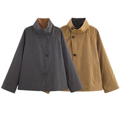 Lunivop Women High Street Loose Buttons Short Jacket Autumn Fashion Double-Sided Commute Women Casual Coat Long Sleeve New Jackets