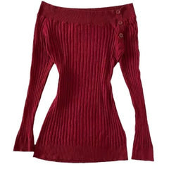 Lunivop Fashion American Vintage Slash Neck Knitted Sweaters Y2k Solid Simple French Streetwear Pullover Casual Autumn Women Clothes