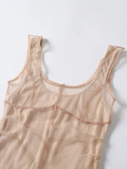 Lunivop Sheer Mesh Lace Double Layer Cami Tank Top Two Piece Set U Neck Sleeveless Summer Chic Party Y2K Hot Girl Daily Outfit
