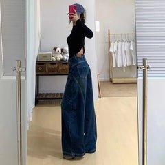 Lunivop Y2k Womens Jeans Loose Fit Straight Leg Wide Trousers Baggy Denim Pants Casual Streetwear High Waist Vintage Washed Y2k jeans