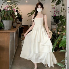 Lunivop Sweet super fairy strapless suspender dress for women in summer vacation, high waist slimming irregular cake skirt