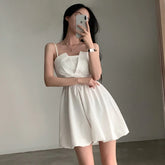 Lunivop Chic Knot Belted Pleated Flower Bud Strap Dr Girl's Sensation High Waist No Sve Polyester Fiber ort Skirt