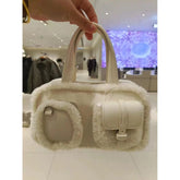 Lunivop Hot Girls White Handbag Bowling Bag Women High Street Handle Pocket Suede Crossbody Bags Ladies Retro Y2k Hand Bag New