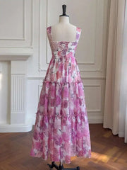 Lunivop Printing Design Women's Long Dresses Slash Collar High Waist Sleeveless Elegant Dress Female Summer 2025 New