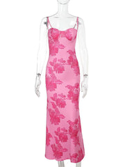 Lunivop Elegant Printed Fashion Halter Dresses For Women Slim Patchwork Spaghetti Holiday Summer Maxi Dress Female Long Dress