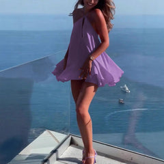 Lunivop Hot Sexy Deep V-neck Backless Suspender Loose A-line Dress