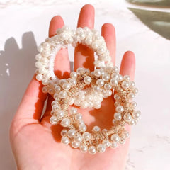 Lunivop Elegant Lady Rubber Band Rope Pearl Hair Ring Girls Beaded Scrunchies Rubber Bands Ponytail Hair Accessories Elastic Headband