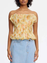 Lunivop Solid Designer Women's Tank Tops Sleeveless Shoulder Tuning Splicing Work Elastic Fold Short Tube Top Female New