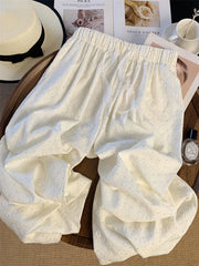 Lunivop Chic Diamond Wide Leg Pant Elegant Women Loose High Waist Fashion Trousers Casual Korean Lace Up Female Sweet Pants Summer