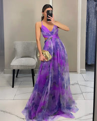 Lunivop Women‘s Fashion Spring Autumn New Mesh Floral Print Beautiful Party Dress ladies Halter Dress INS Holiday Casual Long Dress