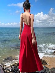 Lunivop Sexy Pleated Silk Fashionable Slimming Split Dresses Photography Supernatural Desert Open-Back Dress Women Elegant Long New