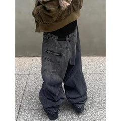 Lunivop Women Black Jeans Hip-hop Fashion Vintage Streetwear Y2K Wide Leg Jean High Waist Winter Female Trouser Baggy Denim Pants